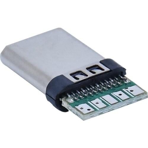 2pcs USB 3.1 Type C Connector 14 pin female 24 pin male Socket receptacle adapter to solder wire & cable PCB Board
