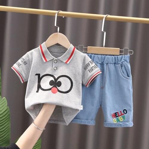 2021 Summer Childrens Clothing Cotton Short Sleeved Shirt+shorts Baby Boys Girls Solid Color Polo-Shirt 2-7Y Kids set