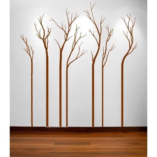 7 trees Simple Birch Tree Wall Decal Large size Forest Vinyl Sticker home decor Nursery Kids Baby Children bedroom mural ds044