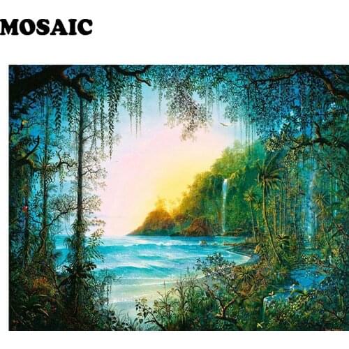 5D DIY Diamond Painting sea sunrise Full Square Diamond Embroidery Cross Stitch,Wonderland,puzzle,Mosaic pictures,decor,stickers