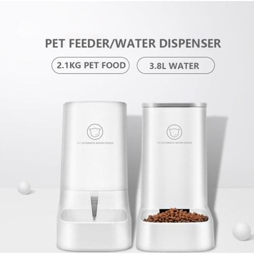 Automatic Feeder for Pet Dog Cat Water Dispenser Removable and Washable Dog Cat Feeding Bowl Container Pet Supplies 3.8L/2.1kg
