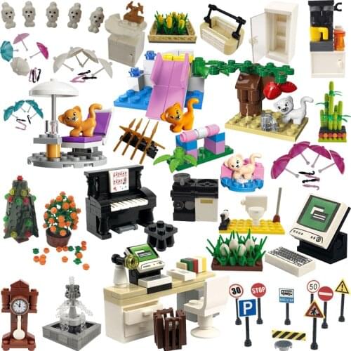 Locking City Piano Fish Tank Drawing Board Swimming Pool Building Blocks Educational Toys Compatible With City Model Accessories