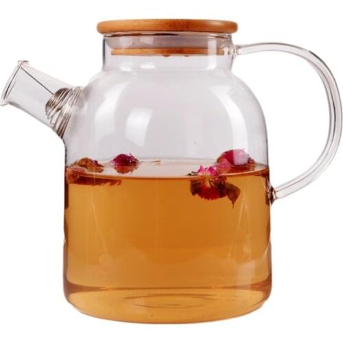 1L/1.5L Glass Kettle Teapot Big Transparent Borosilicate Heat-Resistant Large Clear Flower Set Puer Office Home Tool