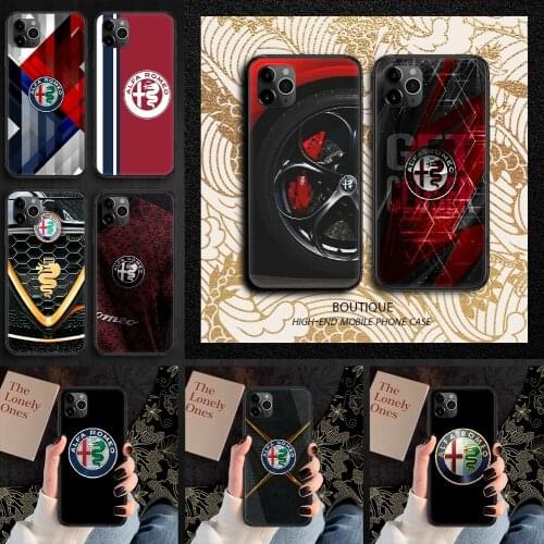 Car Alfa Romeo Phone Case Cover Hull For iphone 5 5s se 2 6 6s 7 8 12 mini plus X XS XR 11 PRO MAX black painting Etui fashion