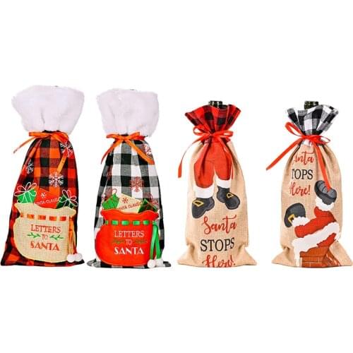 New Year 2022 Christmas Wine Bottle Cover Merry Christmas Decorations for Home 2022 Christmas Ornaments Noel Navidad Table Decor