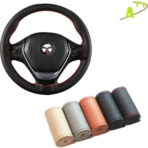 38CM FUll Holes Car Steering Wheel Cover With Needles and Thread Soft cover Artificial Leather Diameter 38cm Steering Cover DIY