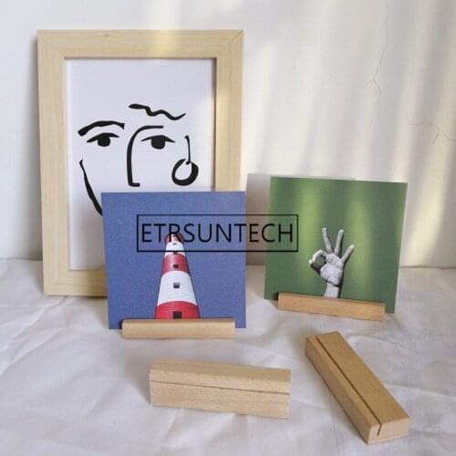 200pcs Nordic Style Wood Wedding Place Card Holders Table Numbers Stand Wooden Memo Holder Card Photo Picture Clip