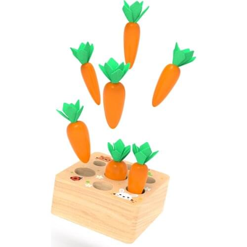 Wooden Block Pulling Carrot Game Kids Montessori Toy Block Set Cognition Ability Alpinia Toy Interactive