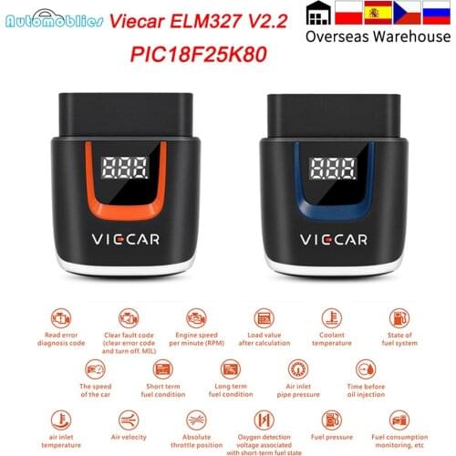 Viecar ELM327 V2.2 Bluetooth 4.0 PIC18F25K80 OBD2 WIFI Scanner ODB2 ELM 327 For Android/IOS OBD 2 OBD2 Car Diagnostic Auto tool