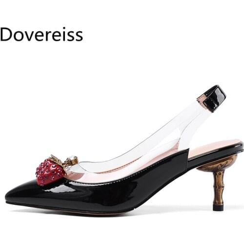 Dovereiss Fashion Womens Shoes summer New Elegant Mature Sexy Stilettos heels Slip on Consice Pointed toe Sandals 34-42