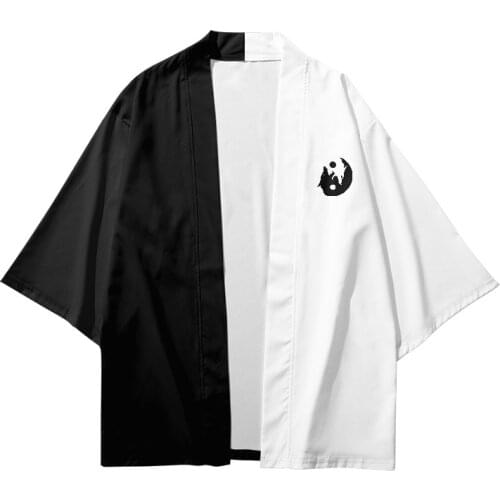 Plus Size 6XL 5XL 4XL Loose Japanese Black White Robe Cardigan Women Men Harajuku Kimono Samurai Cosplay Blouse Yukata Clothing