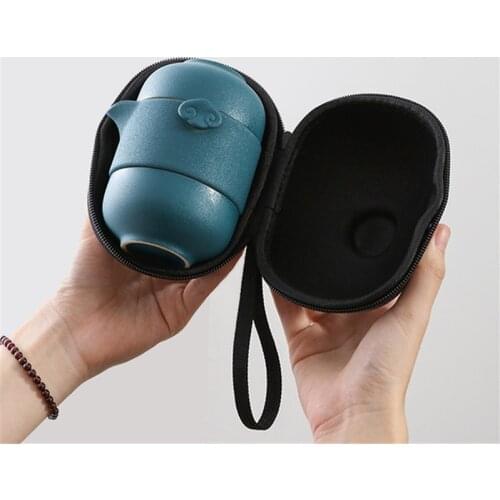 Chinese Portable Tea Set Ceramic 1 Pot 2 Cups Travel Tea Set Mugs Storage Bag Teaware Set Heat Insulation Container Gift Good