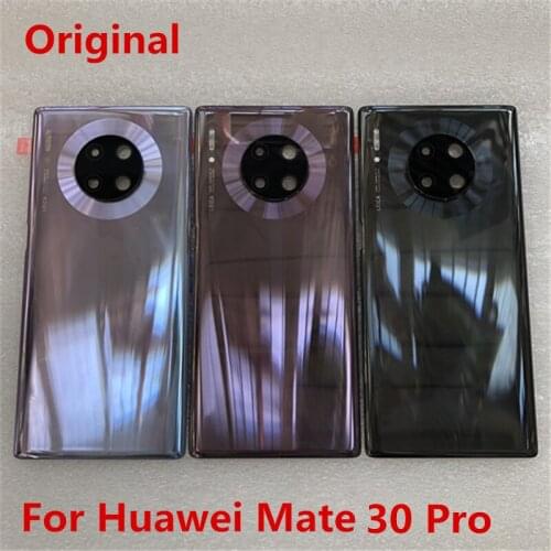 New Original Tempered Glass Back Cover For Huawei Mate 30 Pro Spare Parts Back Battery Cover + Camera frame + Flash cover