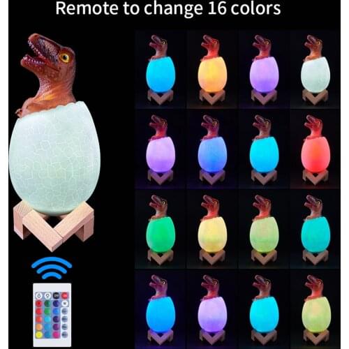 Novel Creative 3D Dinosaur Egg Lamps Night Lights Remote Pat Touch Control Table Desk Bedroom Decor Toys USB Rechargeable