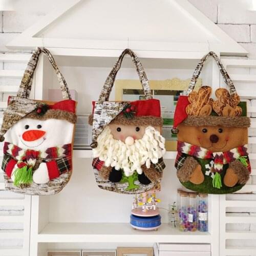 28*23cm Plush Christmas Gift Bag Christmas Gift Candy Bag Santa Handbag Decoration Christmas Stocking