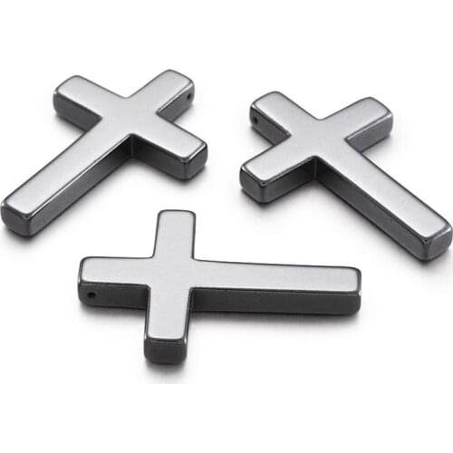 20pcs Non-magnetic Synthetic Hematite Pendants Charms Cross Black 23x35x4mm For DIY Jewelry Finding Making Necklaces Supplies