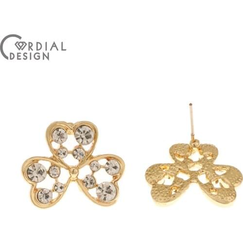 Cordial Design 50Pcs 17*21MM Jewelry Accessories/Heart Shape/Rhinestone Earrings Stud/DIY/Hand Made/Jewelry Findings & Component