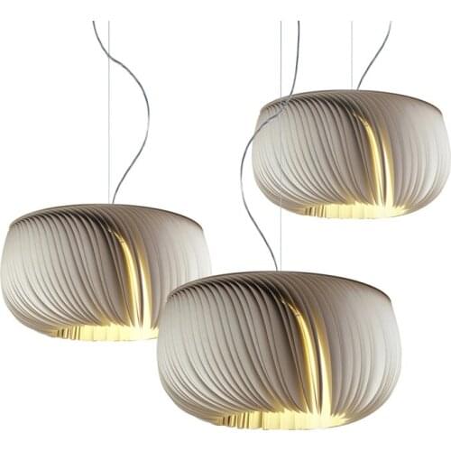 Postmodern silver LED hanging lamp Nordic living room cloakroom decor bedroom parchment pendant lights restaurant lighting