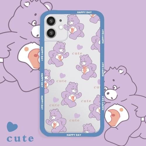 Shockproof silicone case for iphone 11 pro max 12 mini se 2020 xr xs max x 6 6s plus 7 8P cute bear tpu cover camera protection
