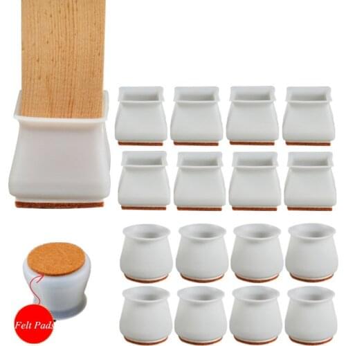 8pcs Silicone Furniture Chair Leg Cap With Felt Pad Floor Scratch Protector Mute Non-slip Feet Mat DIY Furniture Accessories