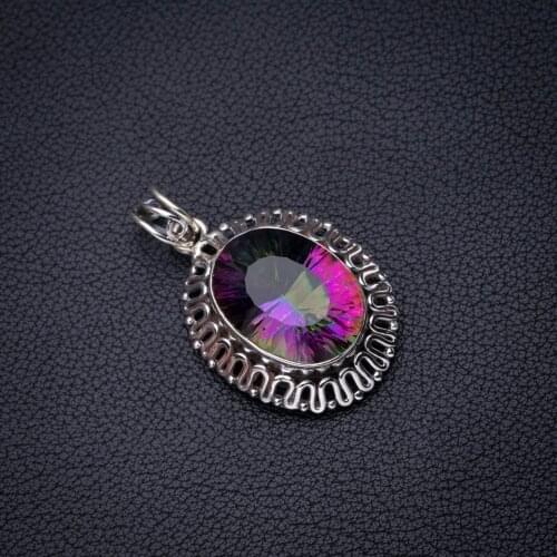 StarGems Natural Mystical Topaz Handmade 925 Sterling Silver Pendant 1.5" E3872