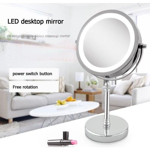 LED makeup mirror double 10 grossissant 7 inch high quality LED luminous noble female gift 360 free rotation metallic material
