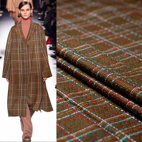 152cm width burnt sugar coloring tweed wool polyester garment materials spring coat DIY clothes fabrics Freeshipping