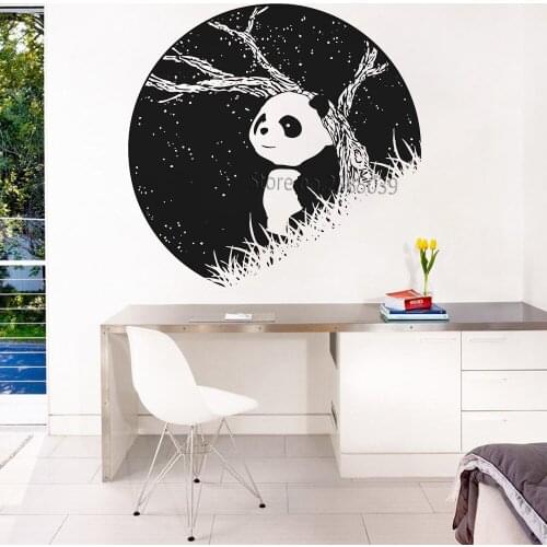 Panda at Night night scene Vinyl Wall Sticker Bedroom Dorm Household Wall Art Decor Murals Removable Unique Wallpapers New LC814