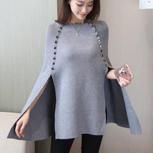 Knitted Turtleneck Cloak o-neck Sweater Women Camel Casual Pullover Autumn Winter Street Wear Women Sweaters and Pullovers