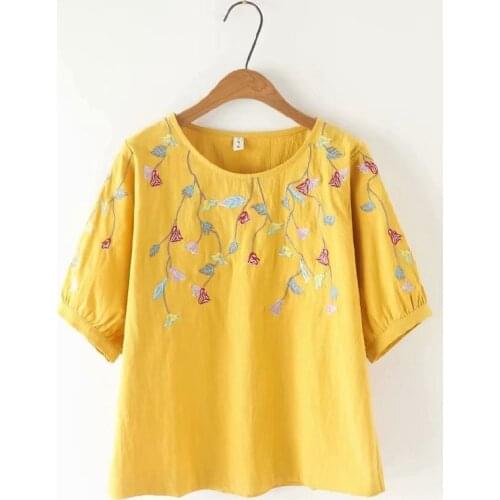 Plus Size Women TShirts Summer Floral Printed Short Sleeve Tunic Tops