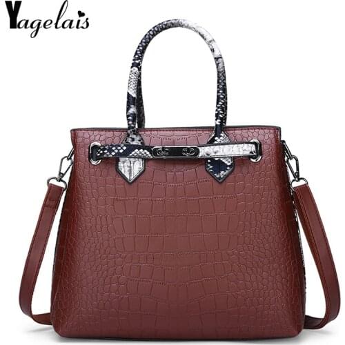 2019 High Quality Europe And The United States New Fashion Crocodile Pattern Bag Ladies Leather Handbags Shoulder Bag Big Female