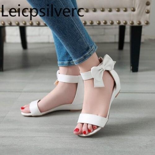 Womens Sandals summer The New fashion Open toe zipper butterfly Knot Wedge Low-heeled Womens shoes plus size 34-43