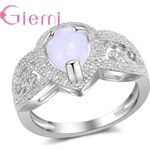 Vintage Wide Band Fashion Hollow 925 Silver Real Silver Rings Elegant Water Drop Opal Bague for Women Classic Proposal Jewelry