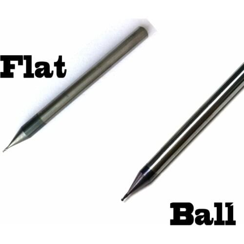 1pc 0.2mm,0.3mm,0.4mm,0.5mm-0.9mm 2 Flutes HRC55 Tungsten flat and ball nos End Mills Spiral Bits Carbide CNC Router Bits