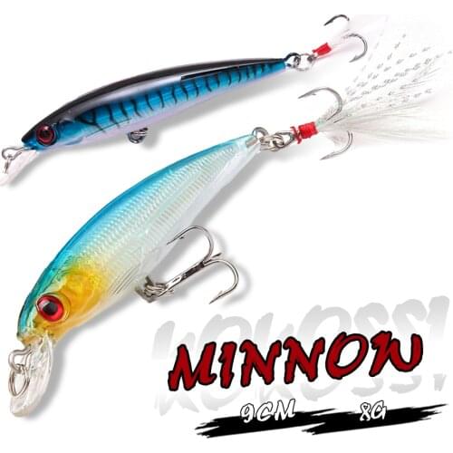 1PCS 9cm 8g Hard Minnow Fishing Lure Artificial Bait Fishing Tackle Plastic Fish Swimbait Japan Wobblers