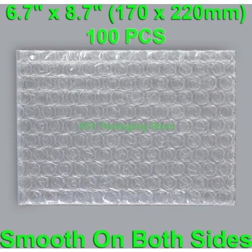100 PCS 6.7" x 8.7" (170 x 220mm) Clear Bubble Bags Smooth On Both Sides Poly Packing Envelopes Packaging Pouches