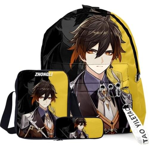 2021 Game Genshin Impact Backpack Laptop Bags Set/3pecs Women Men Hip hop 3D Cosply Travel Laptop Waterproof Schoolbag Backpack