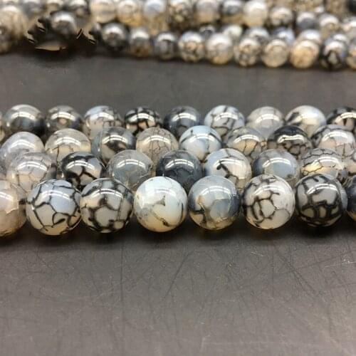 4 6 8 10/12mm Factory Price Natural Stone Black Dragon Vein Agat Beads Loose Beads for Jewelry Making Charm Accessories DIY