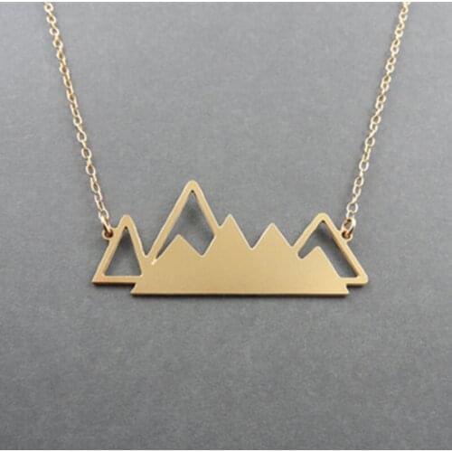 50pcs/lot 2017 New Fashion Dainty Snow Mountain Pendant Necklace Snowcap Mountain Traveller Jewelry Outdoors Necklace Wholesale