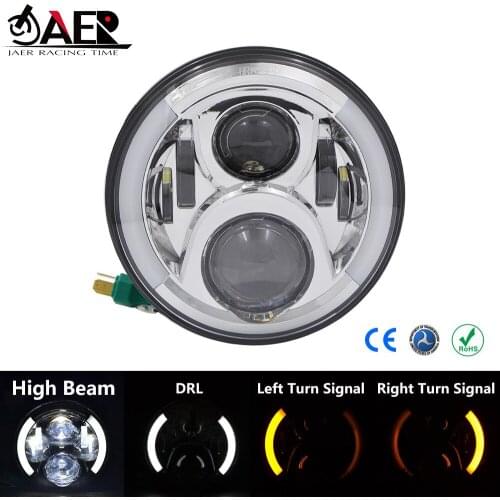 JAER 7 Inch Round H4 H13 Led Headlight Turn Signal Lights DRL Headlamp Fog Lights for Harley Touring Trike FLSTC FLSTF moto