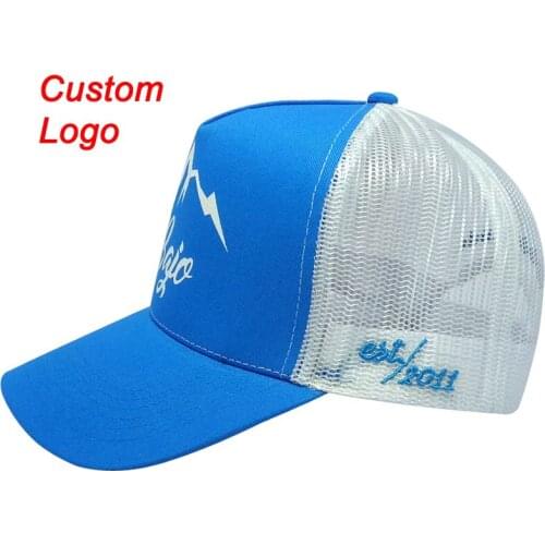 Custom design baseball hat unisex size kids adult snap back adjustable close mesh back tennis cool popular trucker hat