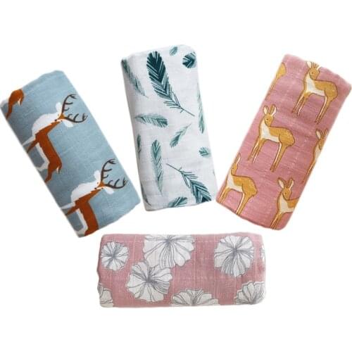 Baby Wrap 120*120 Organic cotton muslin swaddle blanket,Multifunctional Muslin Baby Newborns Blanket