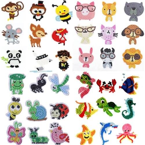 DIY Cartoon Kids Crafts Gift Embroidery Animal Diamond Painting For Children Round Diamond Sticker For Cup Book Phone Decoration