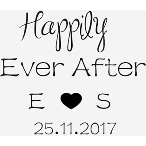 DouxArt 100 Pieces Custom Personalized, Wedding Stickers - Happily Ever After, 40mm Wedding Communion Box Labels Seals P018