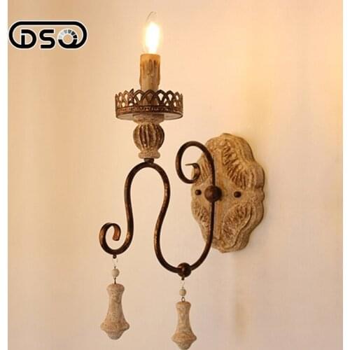 DSQ,Vintage Solid Wood Wall Lamp for Living Room Hotel and Bedroom Decoration