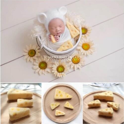 Dvotinst Newborn Photography Props for Baby Cute Handmade Wool Simulation Cheese Fotografia Accessories Studio Shoots Photo Prop