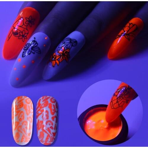 Beautybigbang 5 ML DIY Fluorescent Neon Nail Stamping Gel Nude Colorful Luminous Gel For Nail Art Stamping Plate Varnish UV Gel