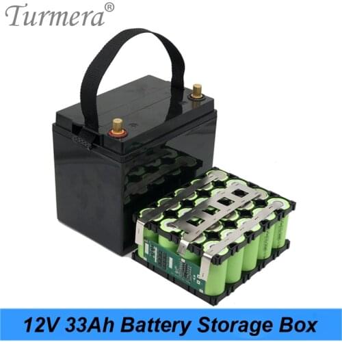 Turmera 12V 33A Battery Storage Box with 4X5 32700 Lifepo4 Battery Holder 4S 40A Balance BMS Nickel for UPS and Solor System Use