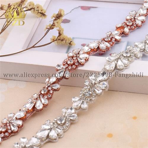 FZD 1 Yard Handmade DIY Iron On beaded applique stones and crystals Rhinestones Trim Bridal Applique Trimming craftwork