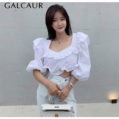 Женские рубашки с рюшами GALCAUR China At AliExpress